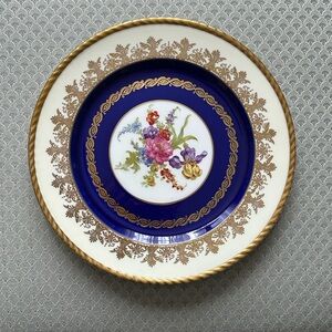 PARAGON Blue and Gold Floral Dinner Plate
